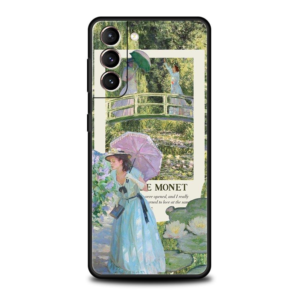 Чехол для телефона с картиной Клода Моне для Samsung Galaxy S26 Ultra S25 Plus S24 FE S23 S22 5G S21 S20 Черный Мягкий