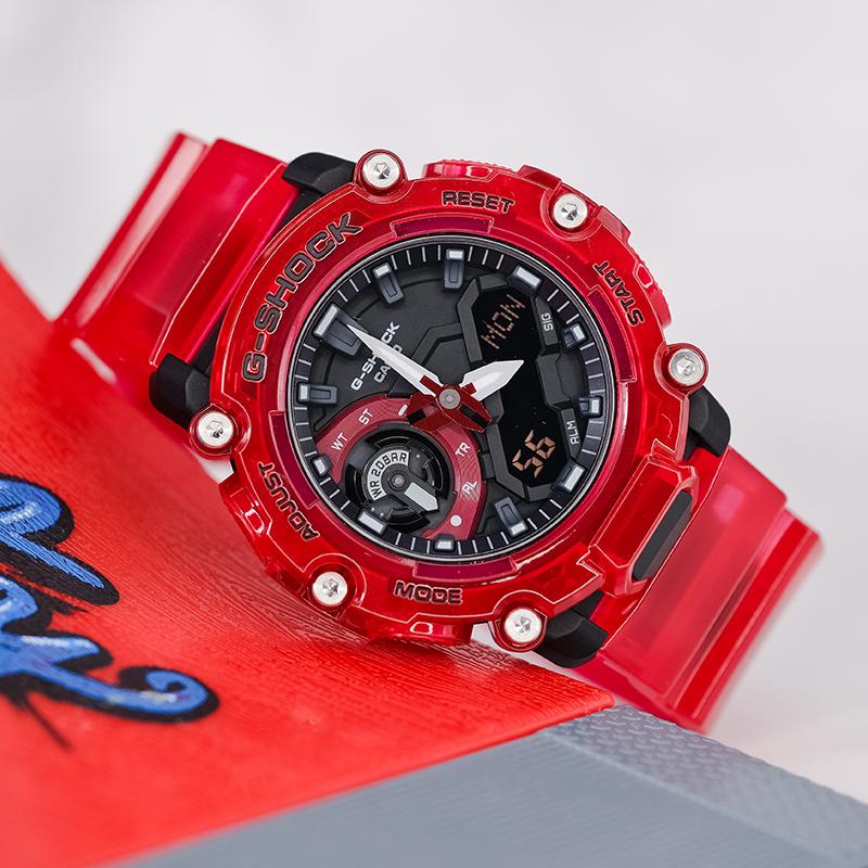 Casio G-SHOCK серия SOUND WAVE прозрачный водонепроницаемый кварцевый механизм ремешок из смолы японские и корейские часы мужские часы черный циферблат GA-2200SKL-4APR