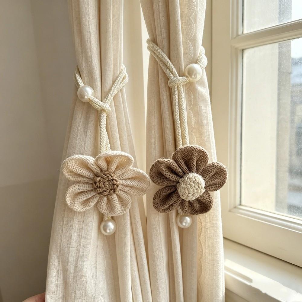 2PCS Adjustable Flower Curtain Tieback Creative Gauze Curtain Binding Rope Home Decor