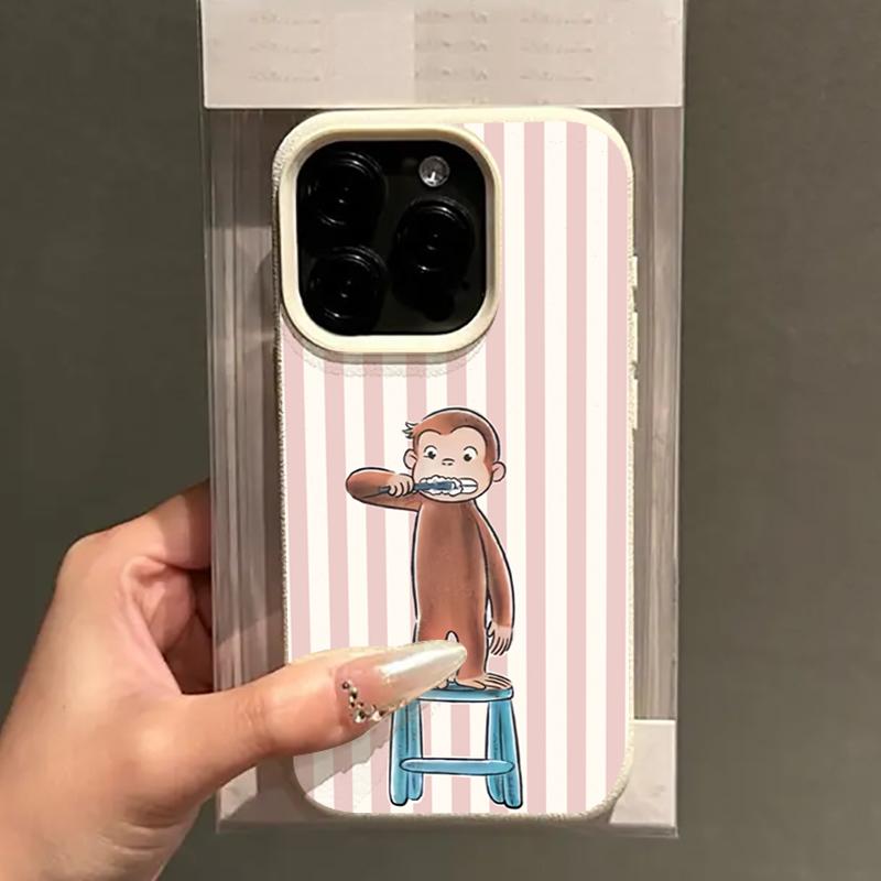 Милый чехол для телефона с рисунком обезьянки, чистящей зубы, для iPhone 17 Pro Max 16 15 14 Plus 13 12 11 Pro Max 17Air 16e X XR XS, мягкий чехол