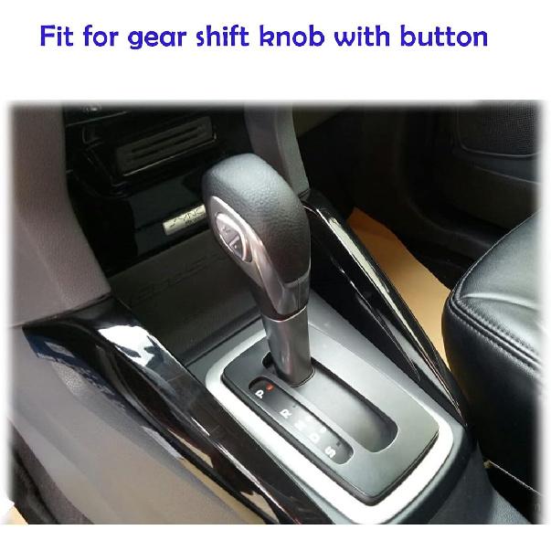 Black Leather Gear Shift Knob Cover for Ford Focus 2012 2013 2014 2015 2016/ Ford Fiesta 2014 2015 2016 / Ford Fusion S/Fusion SE 2013 2014 2015 2016