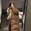 Классический большой стеганый длинный пуховик ниже колена, зимняя новинка, с капюшоном, утолщенный, женская мода