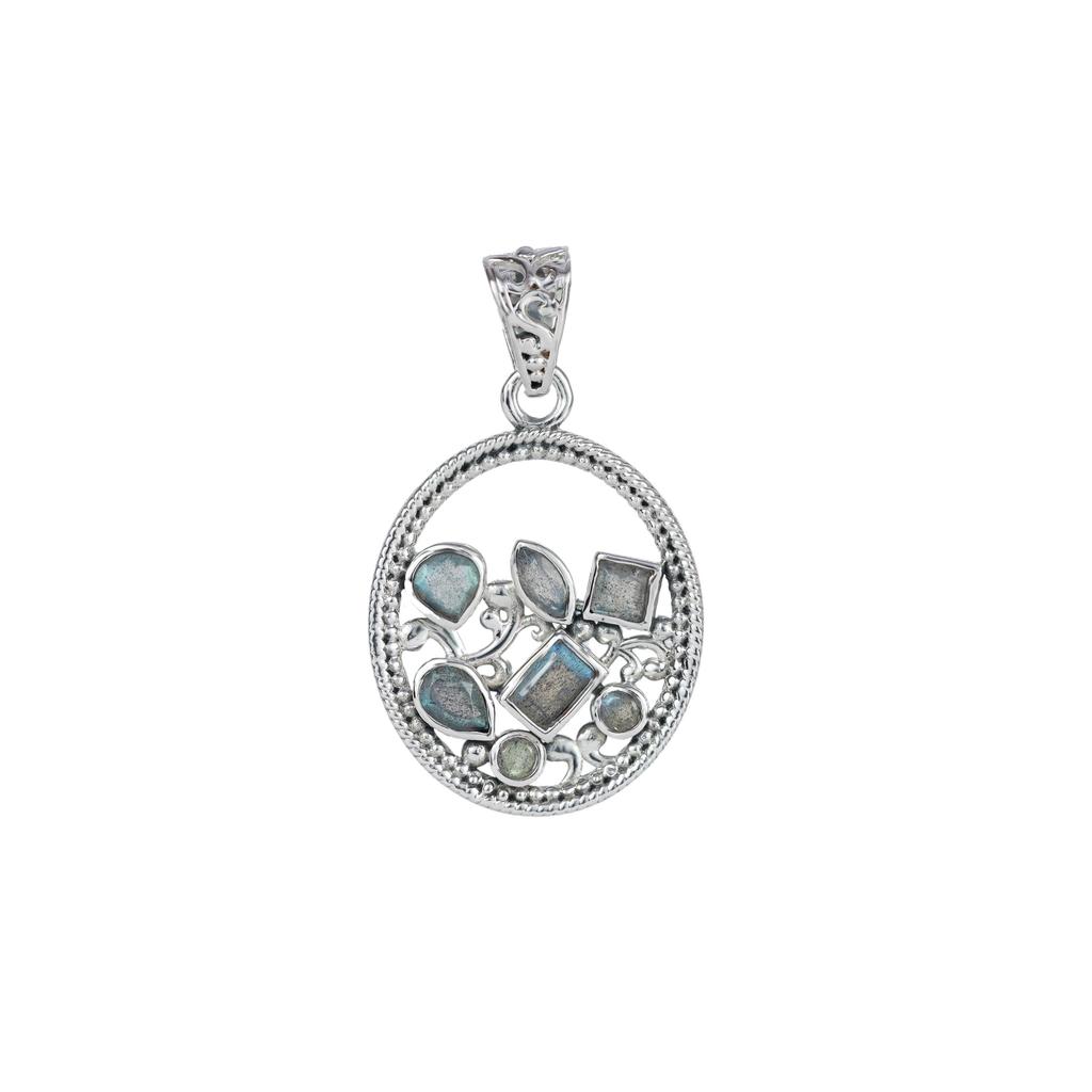 Sterling Silver Gemstone Pendant: Handmade Colorful Boho Charm