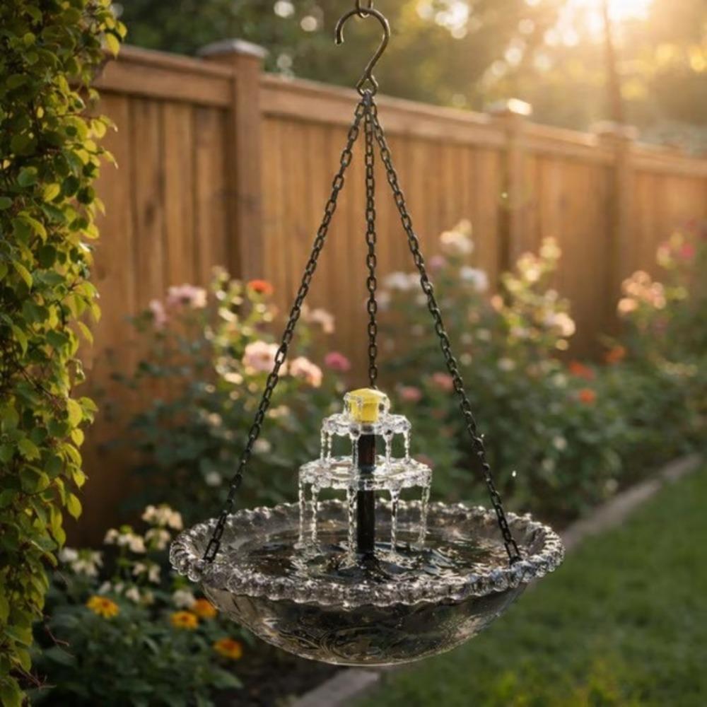 Hanging Bird Feeder Bird Bath Garden Decoration Hummingbird Balcony Single Double Layer Solar Fountain Blue Purple Pink Gray