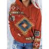 Women Western Ethnic Style Printed Hooded Sweatshirt Fall Winter