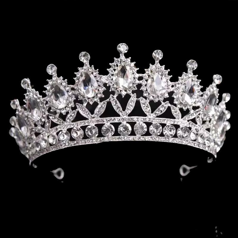 Wedding Tiara Bridal Crown Baroque Water Drop Crystal Crown Birthday Wedding Color Crystal Alloy Large Crown