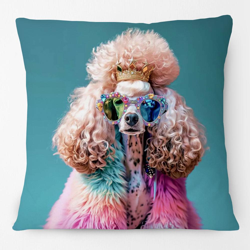 European Fashion Dog with Glasses Poodle Schnauzer Animals Portrait Poster Cushion Covers Pillowcase for Sofa