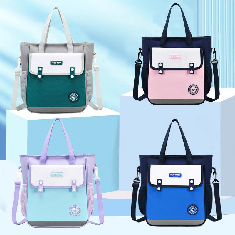 Сумка-тоут для учеников начальной школы в британском стиле, модная контрастная цветная сумка для репетиторства, высококачественная водонепроницаемая износостойкая сумка из оксфорда, сумка для творчества