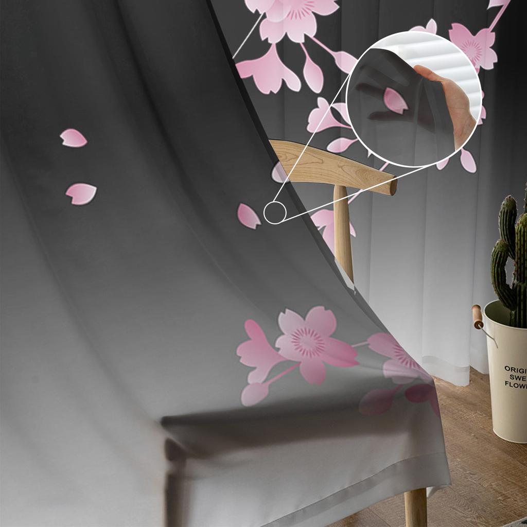 Japanese Cherry Blossom Moon Minimalist Sheer Curtains For Living Room Bedroom Kitchen Tulle Curtain For Windows Voile Drapes