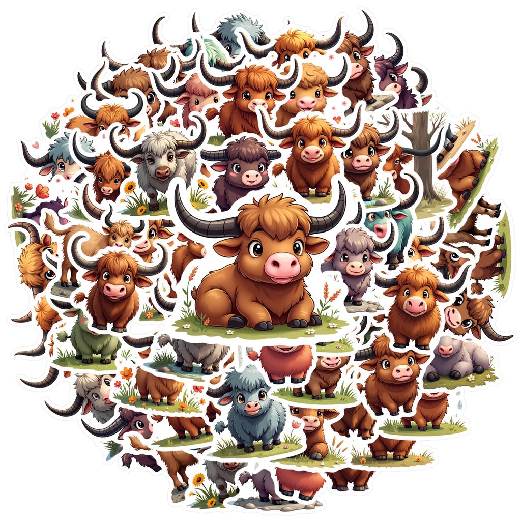 Pastoral Nature Decals Cartoon Cattle DIY Stickers Animal Stickers For Phone Suitcase