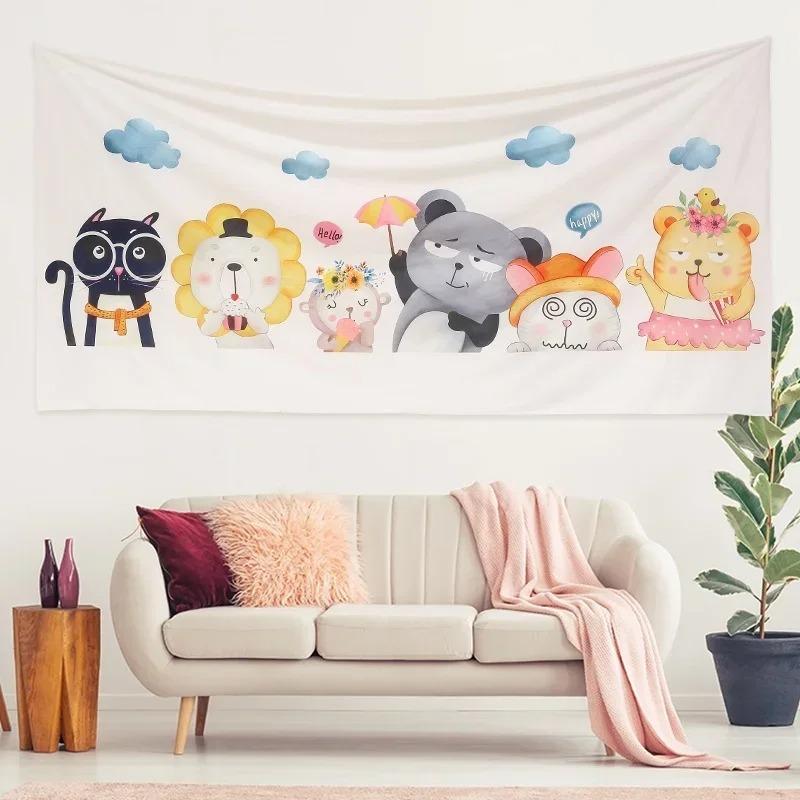 Простой декоративный гобелен с маленькими животными, домашний настенный декоративный гобелен для гостиной, офиса