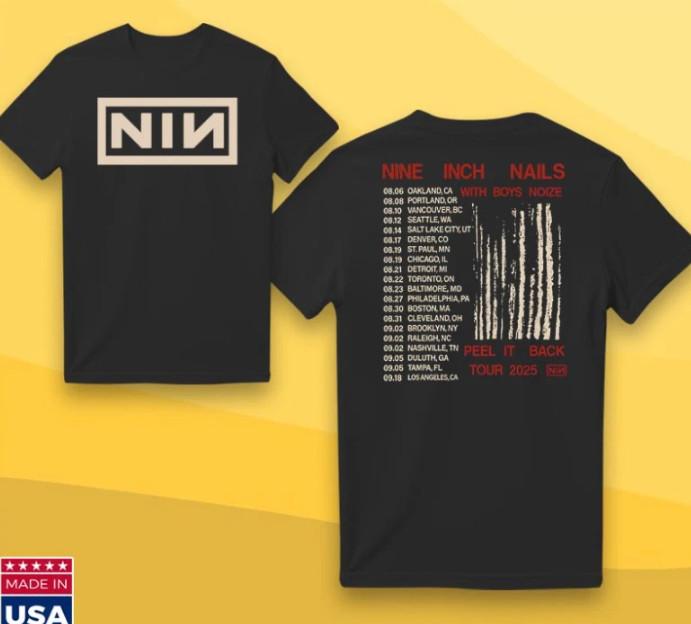 Nine Inch Nails Peel It Back Tour 2025 Хлопковая футболка 100% Мужские футболки Топ Размеры S-4XL