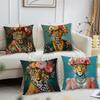 Comfortable Soft Fashion Pillow Case Wreath for Leopard Sofa Living Room Home Office Decor Portrait Goat With Europe and Protect