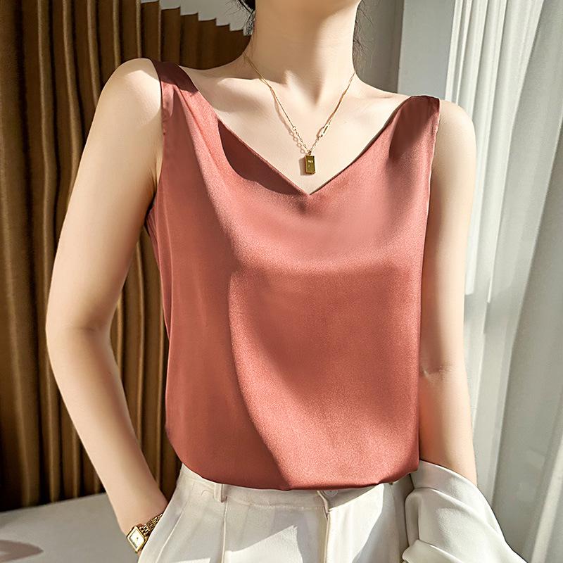 Шелковистая майка с перекрещенной спинкой - Женское летнее нижнее белье и верхняя одежда