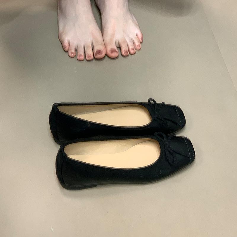 Spot Version~ French Bow Flat-soled Women's Shoes Single Shoes Women's Shallow Mouth Ballet Grandma Shoes Gentle Doudou Single Shoes