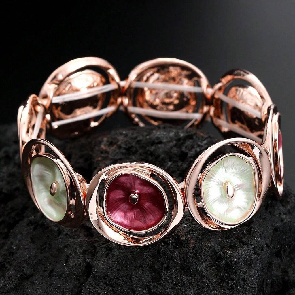 Цветной браслет-кольцо с полым цветком, маленький свежий женский летний цветочный эластичный браслет