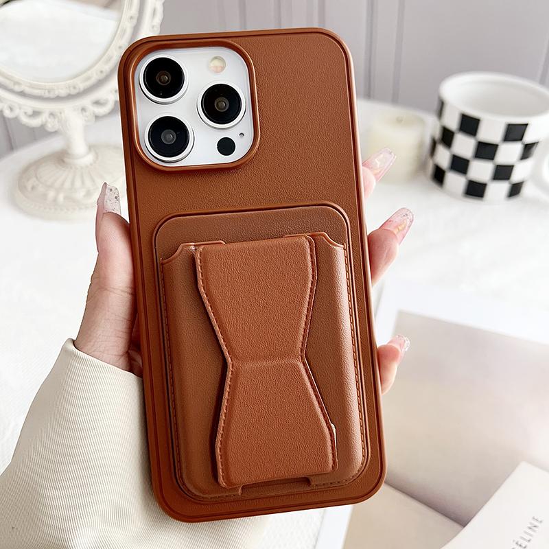 Luxury Wallet Card Slot Folding Invisible Bracket Leather Shockproof Phone Case for iPhone 15 Pro Max 13 12 14 Pro Max Cover