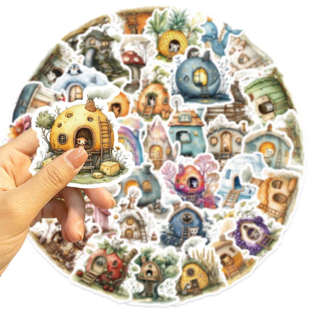 50PCS Cartoon Colorful House Graffiti Stickers - Waterproof DIY Decor for Guitar, Notebook & Luggage RecordingYourLife Store