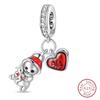 925 Silver Snowflake Snowman Penguin Charm Pendant Winter Jewelry Gift For Women DIY Birthday Present
