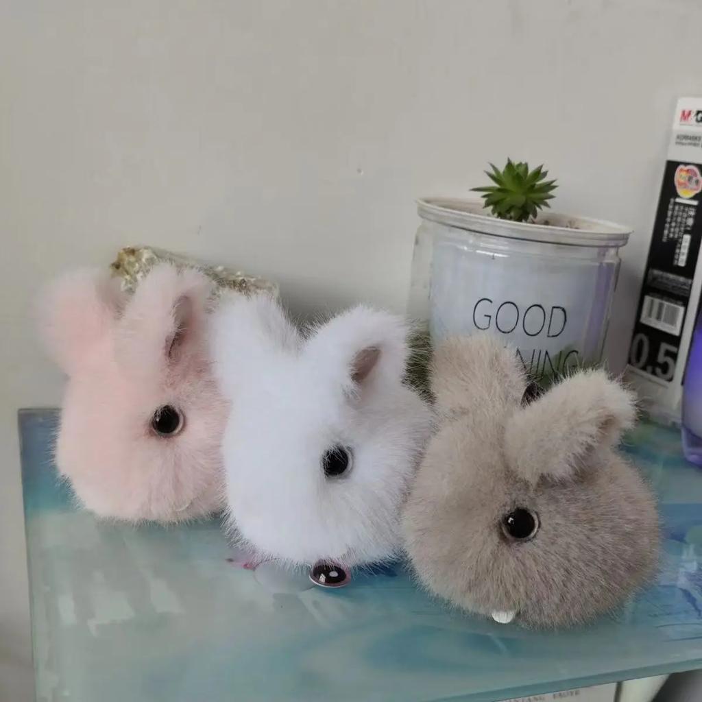 Женский и женский милый плюшевый кролик брелок кольца пушистый помпон кролик брелок брелок белый серый розовый брелок на сумке ключи от машины