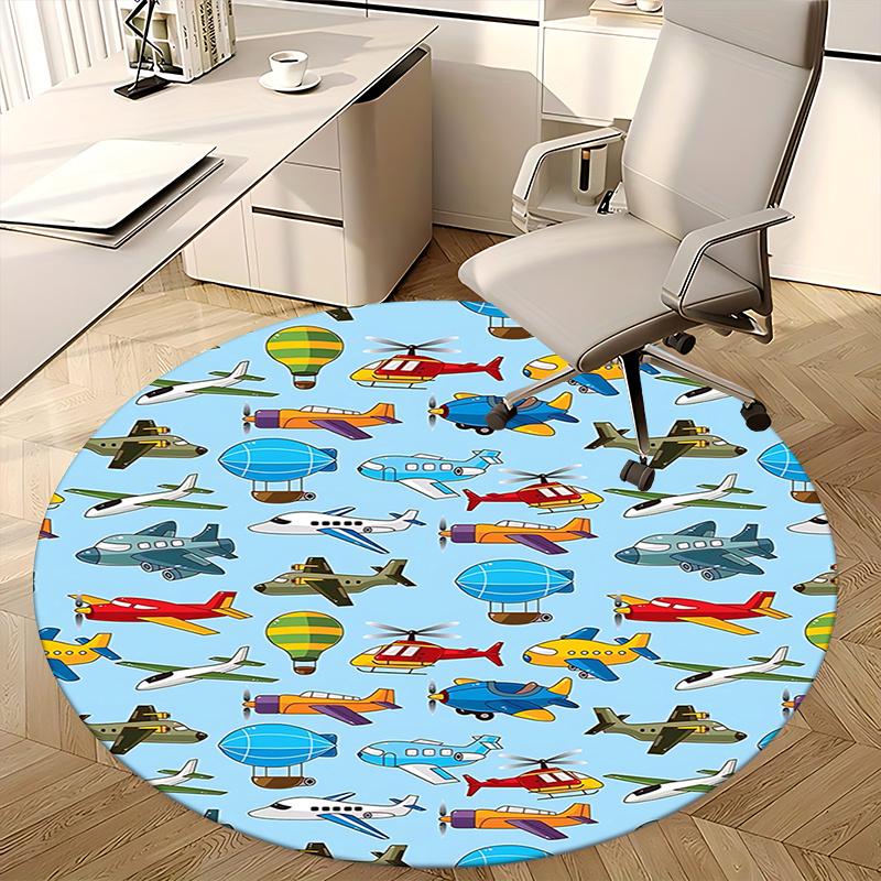 Chair Mat: Cartoon Aircraft Pattern Office Carpet Chair Mats for Home Decor, Office Carpet, Living Room, Bedroom Gift1118090a