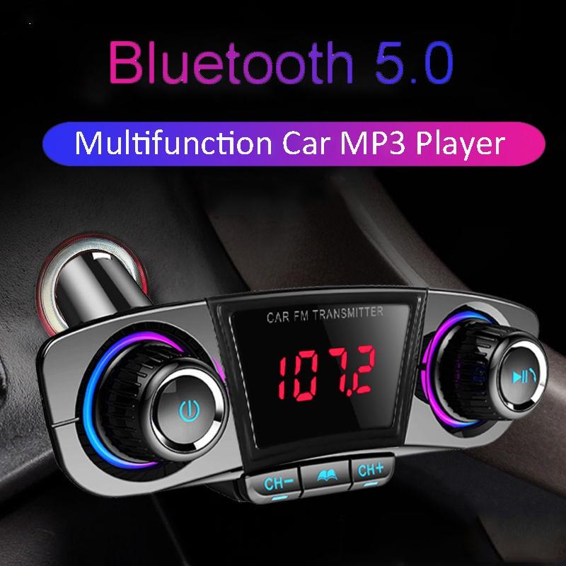 Автомобильный Bluetooth 5,0 Mp3-плеер Автомобильное зарядное устройство Bluetooth Handsfree FM-передатчик Аудиоприемник Dual USB Быстрое автомобильное зарядное устройство