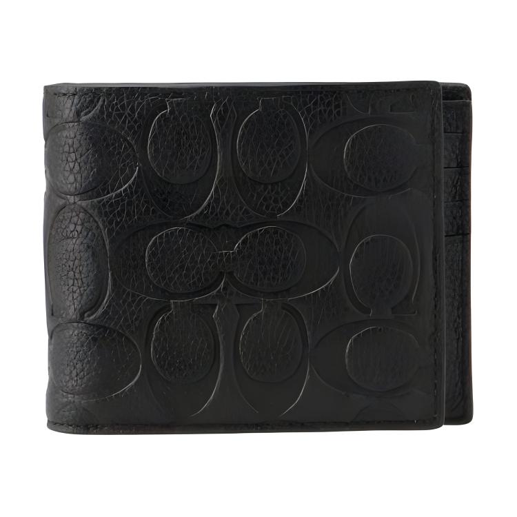 Coach Кошелек 3 в 1 11 тисненый принт с монограммой Складной короткий однотонный кожаный кошелек Держатель для карт Мужской кошелек Черный C1231-BLK