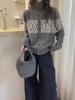 Women's French Retro Fair Isle Wool Cardigan - Autumn/Winter Stand Collar Knit Sweater