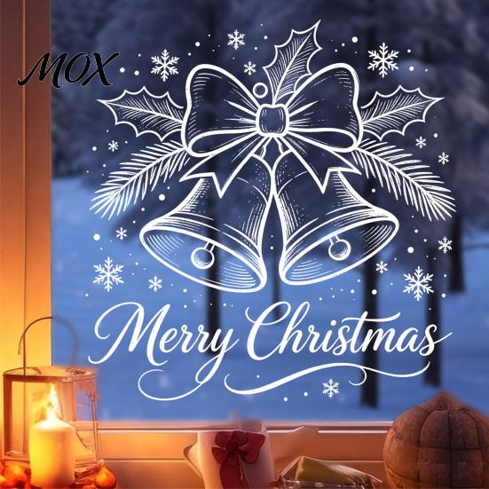 Durable Window Film for Parties Christmas Bell Sticker, PVC Decals with Snowflake Bow Patterns Modern Home Accents Holiday Decoration, Waterproof