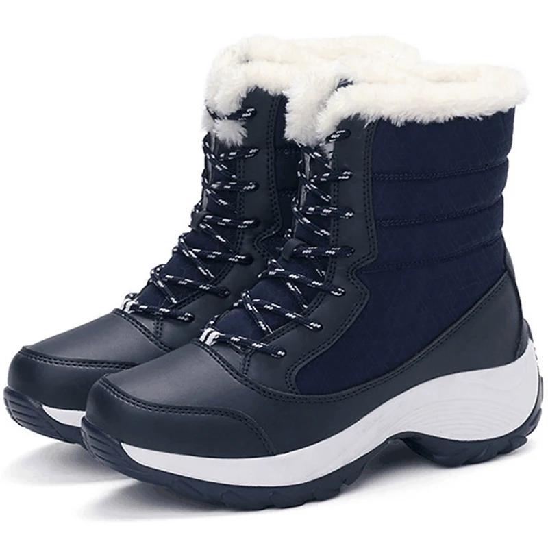 Fashion Women's Short Boots with Flat Bottom and Plush Waterproof Snow Boots, Thick Sole Anti Slip Women's Cotton Shoes Red Hiking Boots