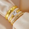 3 Pieces/set of Fashionable Sparkling Zircon Inlaid Multi-layer Women's Rings, Personalized and Simple Daily Party Zircon Gifts