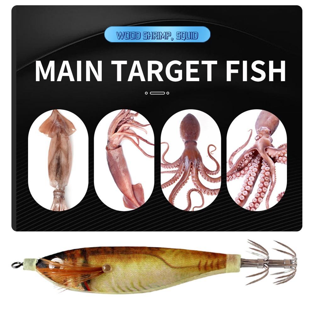Кальмар Джиг Приманка Светящаяся Рыболовная Приманка Деревянная Креветка Рыболовные Снасти Симуляция Кальмара Крючок Флуоресцентные Рыболовные Приманки Твердая Приманка Снасти