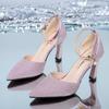 Women Thick-heeled High-heeled 2024 Summer New Light Breathable Sexy Grace Pointed End Half Baotou Luxurious Designers Sandals