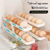 Sliding Egg Tray Carousel for Refrigerator Side Door, Double Layer Automatic Rolling Cart, Kitchen Countertop Anti-Drop Egg Storage Box
