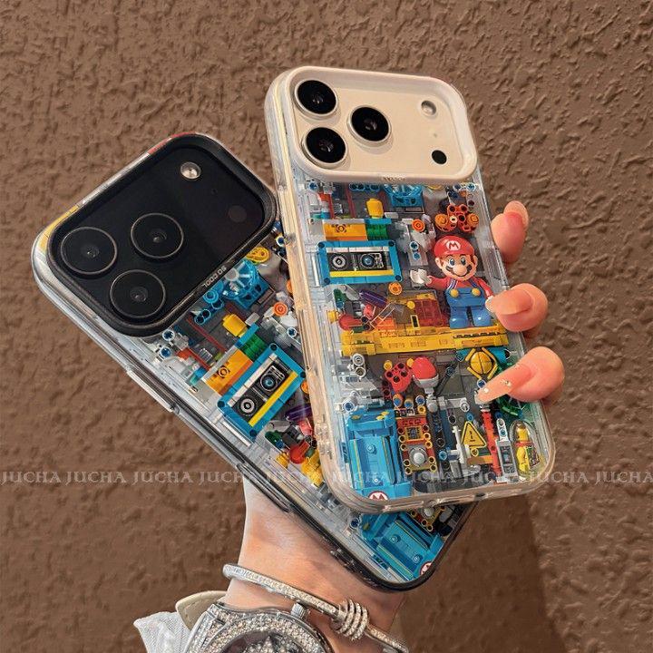 Художественный чехол Lucky Mario для iPhone 16 Pro Max - Высококлассный нишевый дизайн Apple 17 для пар