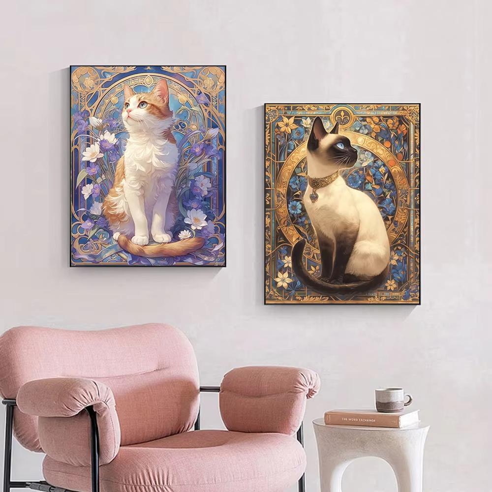 5D DIY Алмазная Живопись Вышивка Животное Кот Полностью Круглый Мозаика Цветок Полный Набор Искусство Декор Стены Ручная Работа Подарок