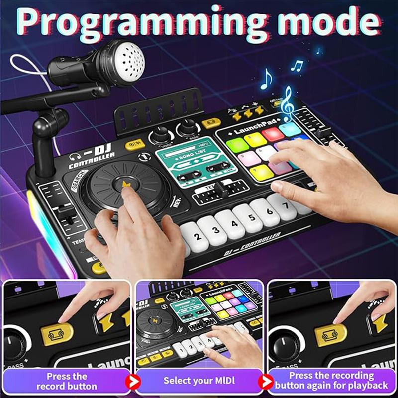 Детский DJ-микшер с микрофоном, электронное пианино, клавиатура, Bluetooth DJ-вертушка, консоль, младший музыкальный инструмент, рождественские подарки