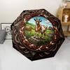 Goat Decorative Frame pattern umbrella, portable and foldable design, 8 ribs, a casual accessory for Halloween, Christmas, and birthday gifts.
