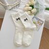 Solid Color White Socks Bow Print Ballet Style Sweet Girls Middle Tube Socks Women Japanese Style Lolita Kawaii Cute Long Socks