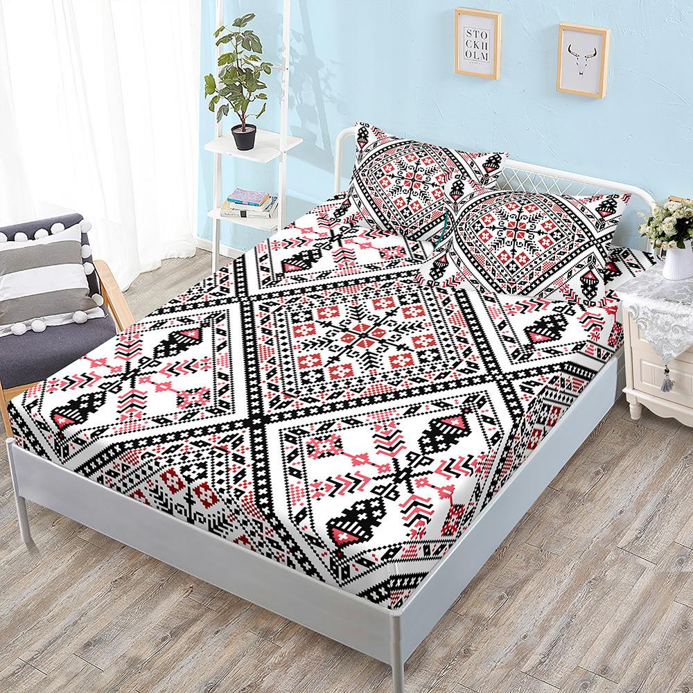 Bohemian Style Sheet Bed Mattress Protector Fashion Bedding Elastic Fitted Sheet Kids Adults Bed Cover Twin Full Queen King Size
