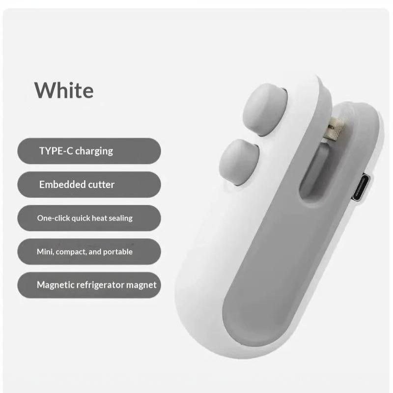 Портативный мини-запайщик USB-C со встроенным резаком, перезаряжаемый запайщик, подходит для пакетов для хранения продуктов, пакетов для закусок, кофе, Т