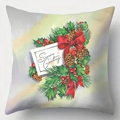 Home Decor Christmas Pet And Holiday Themed Cushion Covers Pattern Cushion Cover Suitable For Sofa Bedroom Car Pillow Cover