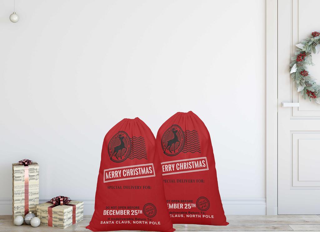 Printtoo 2 шт. Подарочный мешок Санты для детей, рождественские подарки, рождественский мешок, персонализированные сумки, большие 27x20 дюймов