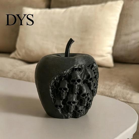 Художественные статуэтки в форме черепа 3D-печатное яблоко Настольное украшение, Креативная статуэтка с черепами, Компактные готические полки Декорации Реалистичный рабочий стол