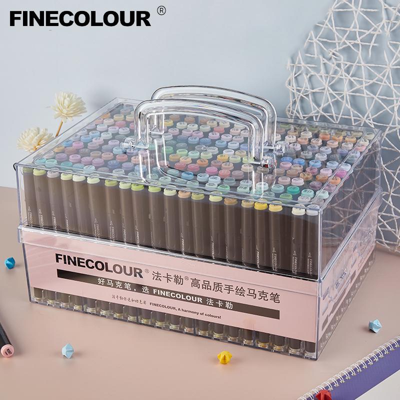 Арт-маркер Finecolour / Пластиковый портативный твердый пенал EF100/101/102/103 160/240/480 цветов Двусторонний кисть-долото Спиртовой Масляный маркер