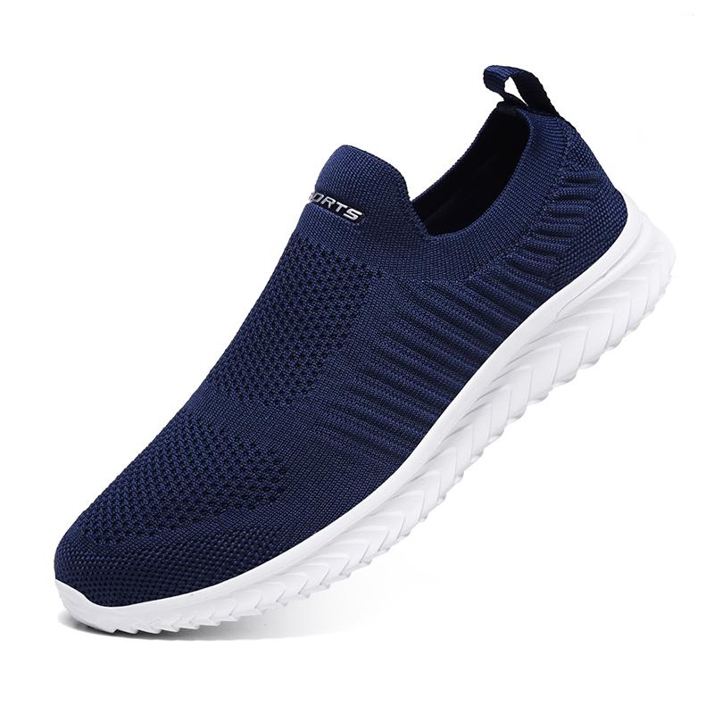 Lightweight Men's Flats Breathable Knitted Casual Sneakers Slip-on Walking Shoes Elastic Running Jogging Shoes
