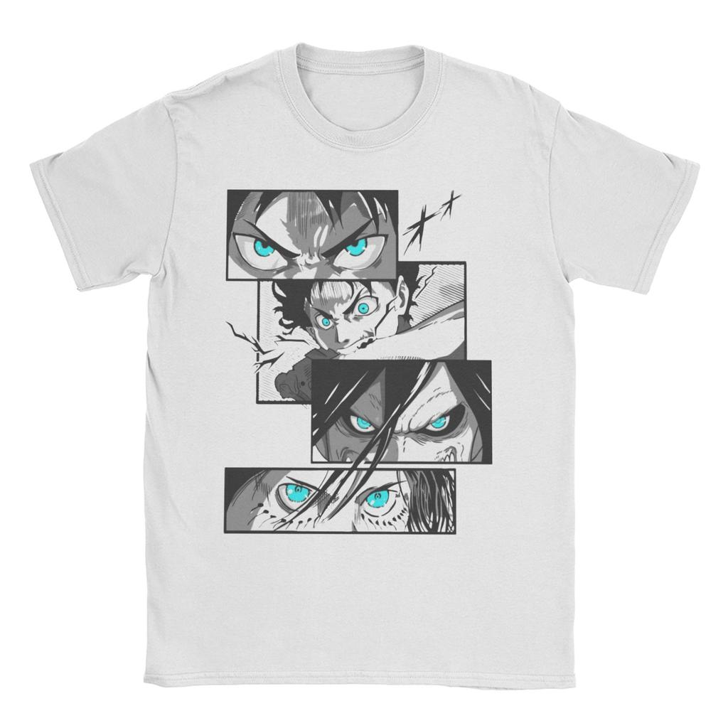 Футболка с изображением Леви и Эрена из аниме «Атака на Титанов», из чистого хлопка, оригинальная футболка больших размеров.