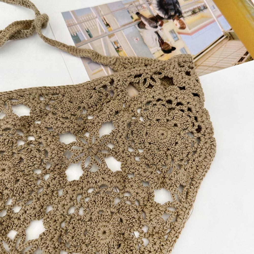 Вязаная крючком цветочная повязка на голову полый тюрбан треугольный шарф модная бандана лето