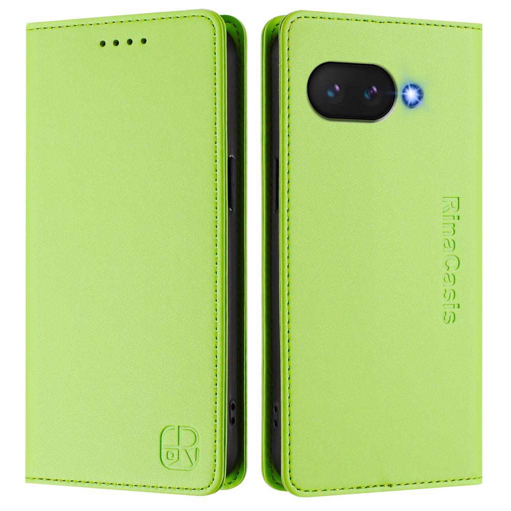 For Google Pixel 9a Leather Case RINACASIS RC01 Phone Cover with RFID Blocking Wallet Stand