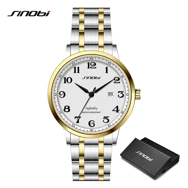 SINOBI Мужские часы, модный дизайн календаря, мужские кварцевые наручные часы, деловые мужские часы, лучшие подарки, часы для мужа
